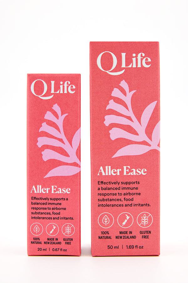 Q Life Aller Ease 20ml and 50ml boxes, showing the two available sizes.