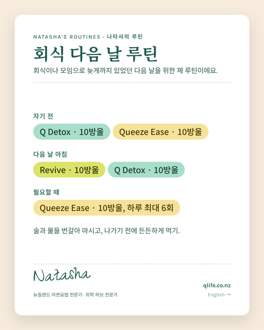 나타샤의 회식 다음 날 루틴 카드